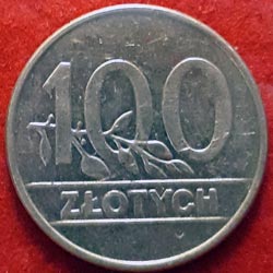 100 Złotych 1990 Reverse