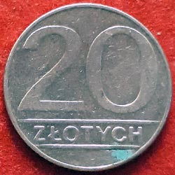 20 Złotych small type 1989 Reverse