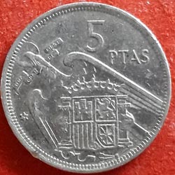 5 Pesetas - Francisco Franco 1957 Reverse