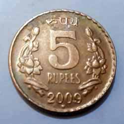5 Rupees coin 2009 reverse