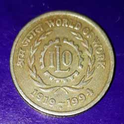 5 Rupee Coin World of Work ILO