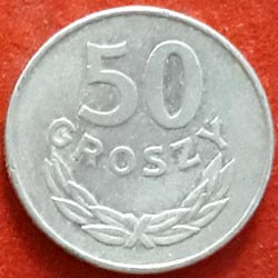 50 Groszy 1977 large date Reverse