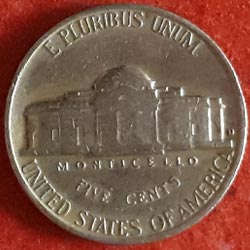 US Coins 5 Cents "Jefferson Nickel" 1st portrait Reverse