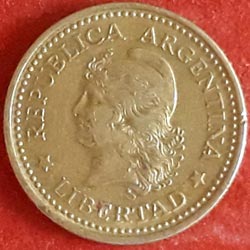 Argentina coin 20 centavos obverse 1970