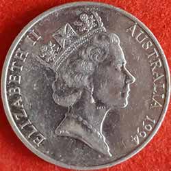 Australia 20 Cents - Elizabeth II 3rd Portrait Obverse