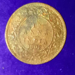 Edward VII - 1⁄12 Anna (Bronze Coin) Reverse: Value in English and Year