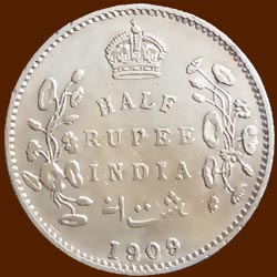 Edward VII Half or 1⁄2 - Rupee Silver Coin 