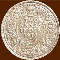 George V - Two Annas Silver Coin