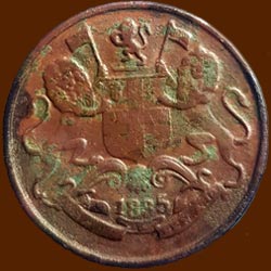Obverse : British India One Quarter Anna Coin 1835