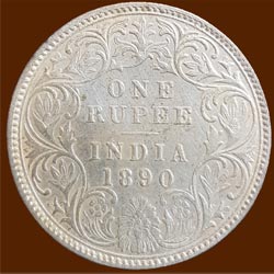 Victoria Empress One or 1 - Rupee Silver Coin 