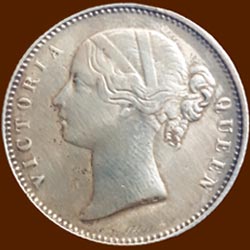 Victoria Queen Half or 1⁄2 - Rupee Silver Coin Continuous Legend