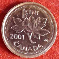  One Cent Coin Year: 2001  Reverse