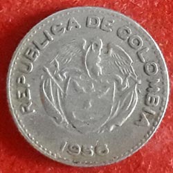 Colombia Ten or 10 Centavos Coin Obverse