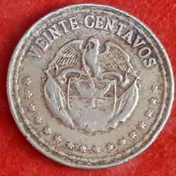 Colombia Twenty or 20 Centavos Coin Obverse
