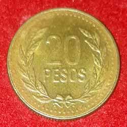 Colombia Twenty or 20 pesos Coin Reverse