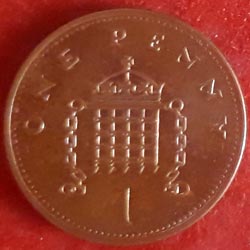 England Coins 1 Penny - Elizabeth II 3rd portrait; magnetic Reverse