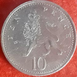 England Coins 10 Pence - Elizabeth II 3rd portrait; small type Reverse