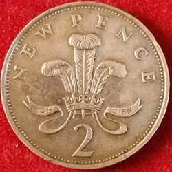 England Coins 2 New Pence - Elizabeth II 2nd portrait Reverse