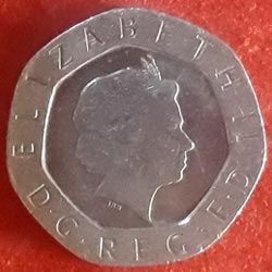 England Coins 20 Pence - Elizabeth II 4th portrait; Tudor Rose Obverse