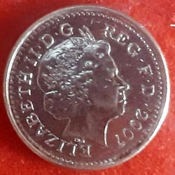 England Coins 5 Pence - Elizabeth II 4th portrait; Crowned Thistle Obverse