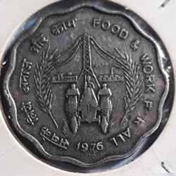 Food and Work for All Ten or 10 Paise 1976 Commemorative Coins Reverse 