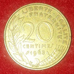 France Twenty Centimes Coin  Reverse