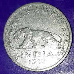 George VI - Half Rupee coin Nickel 1947