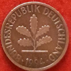 Germany Federal Republic One or 1 Pfennig Coin