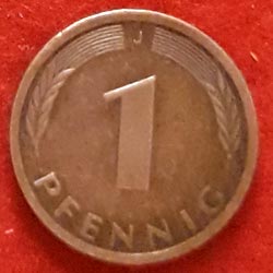 Germany Federal Republic One or 1 Pfennig Coin