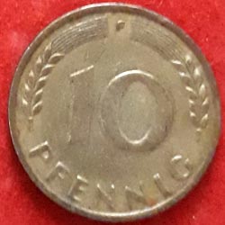 Germany Federal Republic Ten or 10 Pfennig Coin