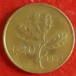 Twenty Lire Coin Reverse