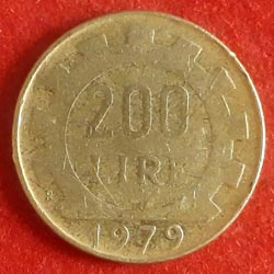 Two Hundred Lire Coin Reverse