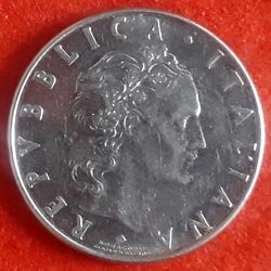 Italy Fifty or 50 Lire Coin Obverse