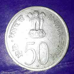 jawaharlal nehru 50 paise coin obverse