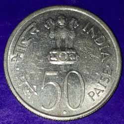 Jawaharlal Nehru 1889 - 1964 (English Legend) Fifty or 50 Paise 1964 Commemorative Coins  Obverse