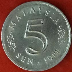 Malaysia 5 Sen Coin Reverse