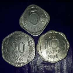 Old Ten Paise 1976 Twenty Paise 1984 Five Paise 1972 coin for Sell