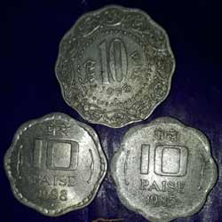 Old Ten paise 1988 Ten Paise 1975 Ten Paise 1985 Three coin for sell