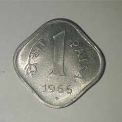 Indian 1 Paise coin 1966 Aluminium - Magnesium Reverse : Value and Year
