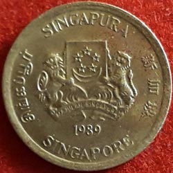 Singapore Five or 5 Cents Coin Obverse