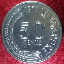 Singapore Fifty or 50 Cents Coin  Reverse