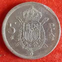 5 Pesetas - Juan Carlos I  1975 Reverse