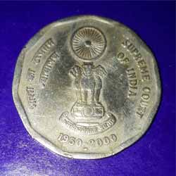 Supreme Court of India (Golden Jubilee) 2000 Two or 2 Rupee Commemorative Reverse