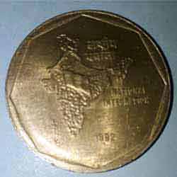 Old Two Rupee Coins 1982 Reverse