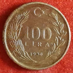 100 Lira Reverse 1990