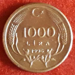 1000 Lira Reverse 1996
