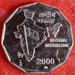 2 Rupees Coin 2000 obverse